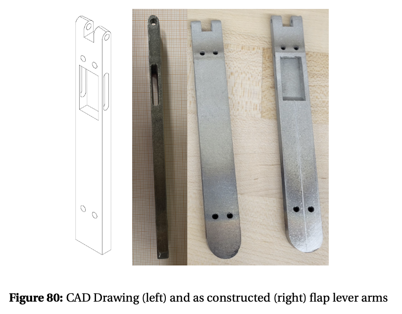CAD drawing and constructed ACS flap lever arms