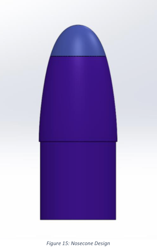 CAD render of the three-part nose cone design